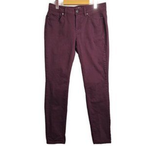 Loft Mid-Rise Skinny Jeans Burgundy Size 6